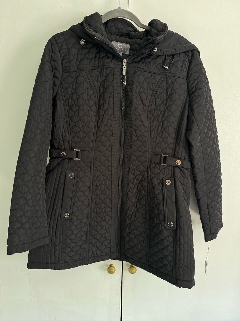 Gallery Black Quilted Hooded Coat